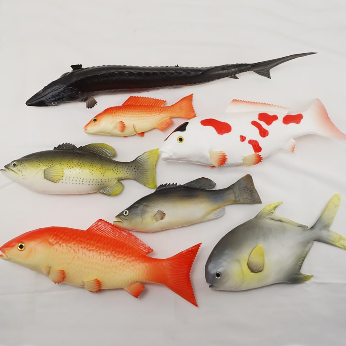 Queenbox 12.2in Soft Artificial PU Fish Model, Fake Sea Water Animal for Photography Prop Restaurant Food Display, Large Salted Fish