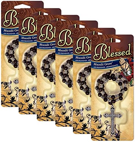Blessed Rosary with Metal Cross Car Air Freshener, Moonlight Groove Scent (6)
