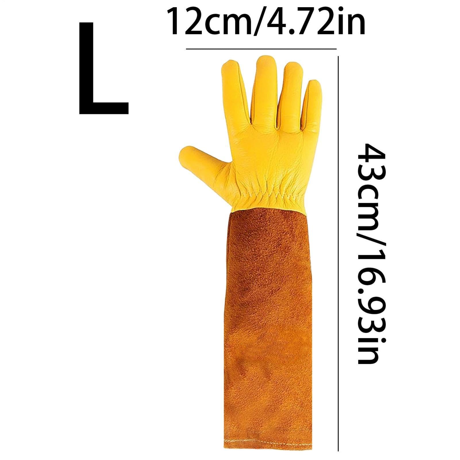 Guanti Da Giardino Muffole Protettive Rinforzate Con Polsino Esteso | Guanti Da Giardinaggio In Pelle Di Pecora Per Potatura Piante, Ispezione Degli Alveari, Trapianto E Raccolta Di Bacche
