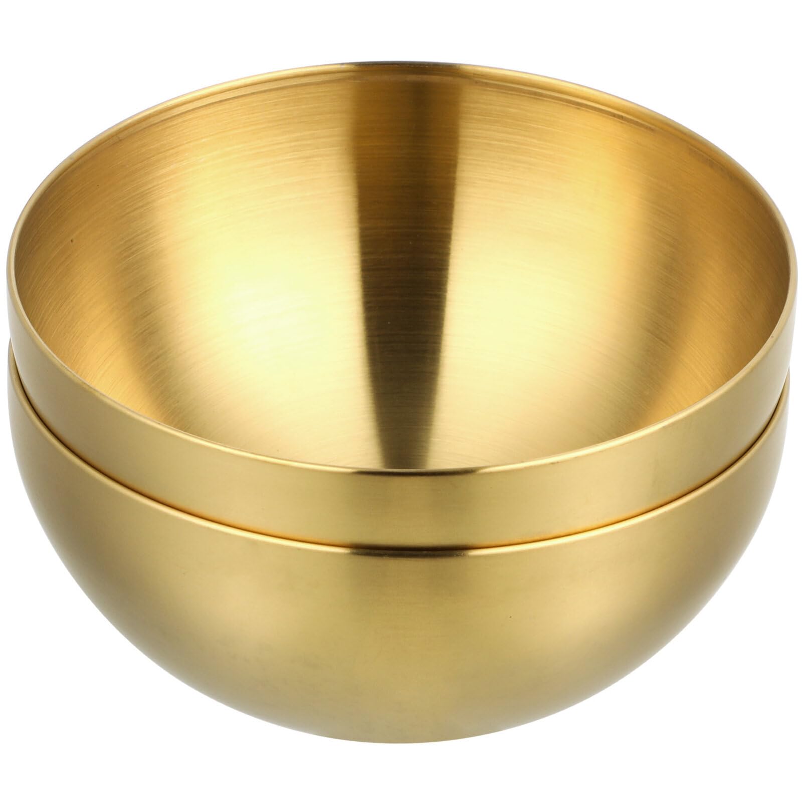 Luxshiny 2pcs Stainless Steel Bowls Salad Bowl Mixing Bowl Serving Bowl Metal Nesting Baking Cooking Bowls Korean Bowl Soup Bowls Snack Bowl Golden, 15.00X15.00X7.20CM