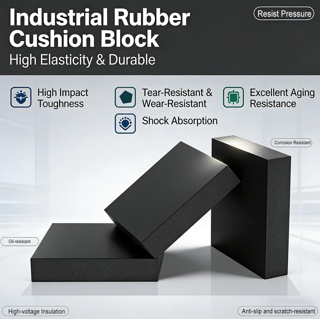 Quadrat Gummi Antivibrationspolster Harte Polster 200x200mm Dicke 30-60mm Gummiblock für Schwermaschinen, Industrielle Ausstattungen,200 * 200 * 50mm 1pc