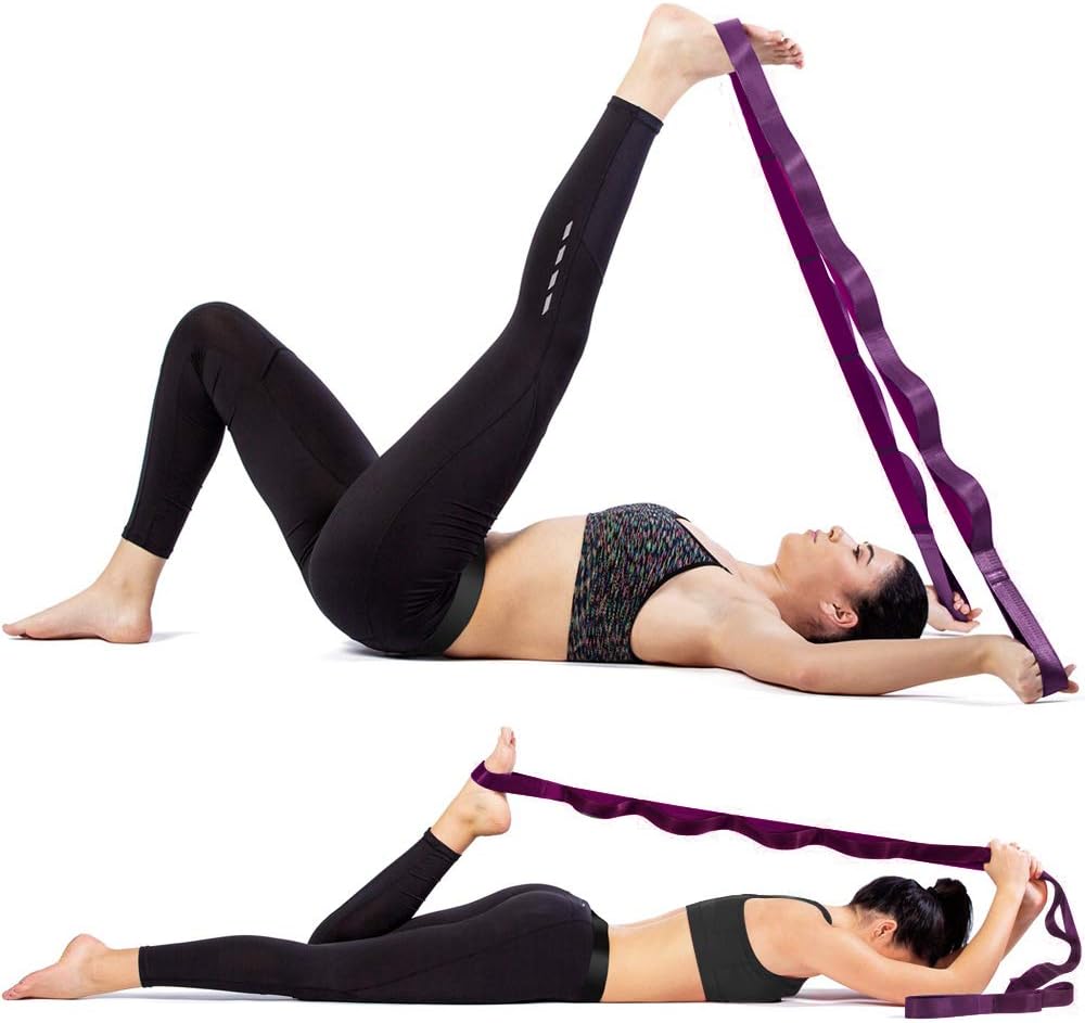 Onory Yoga Strap Stretch Straps for Physical Therapy Pilates Stretching Exercise Bands Non-Elastic Multi Loops (Purple) : Sports & Outdoors