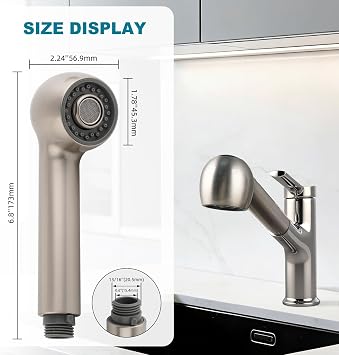 Pull Out Kitchen Faucet Head Replacement, 2 Function G1/2, Brushed Nickel