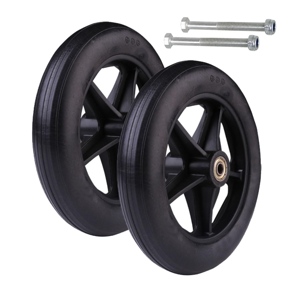 BEEGMA 2PCS PVC Wheel Replacement Wheelchair Front Wheels Rollator Walker Caster Wheel Non-Slip Anti-wear Wheelchair Caster 6in 7in 8in Black(8in/19cm)