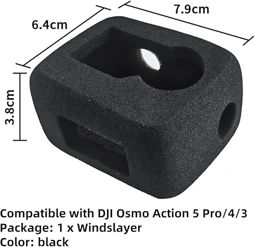 Miniatura 7 de Funda Windslayer para DJI Osmo Action 5 Pro, carcasa de espuma para parabrisas y protector de viento, silenciador de esponja a prueba de viento,