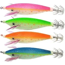 Kmucutie Squid jigs Shrimp Lures Luminous Squid jig Hook Tail Glow in Dark