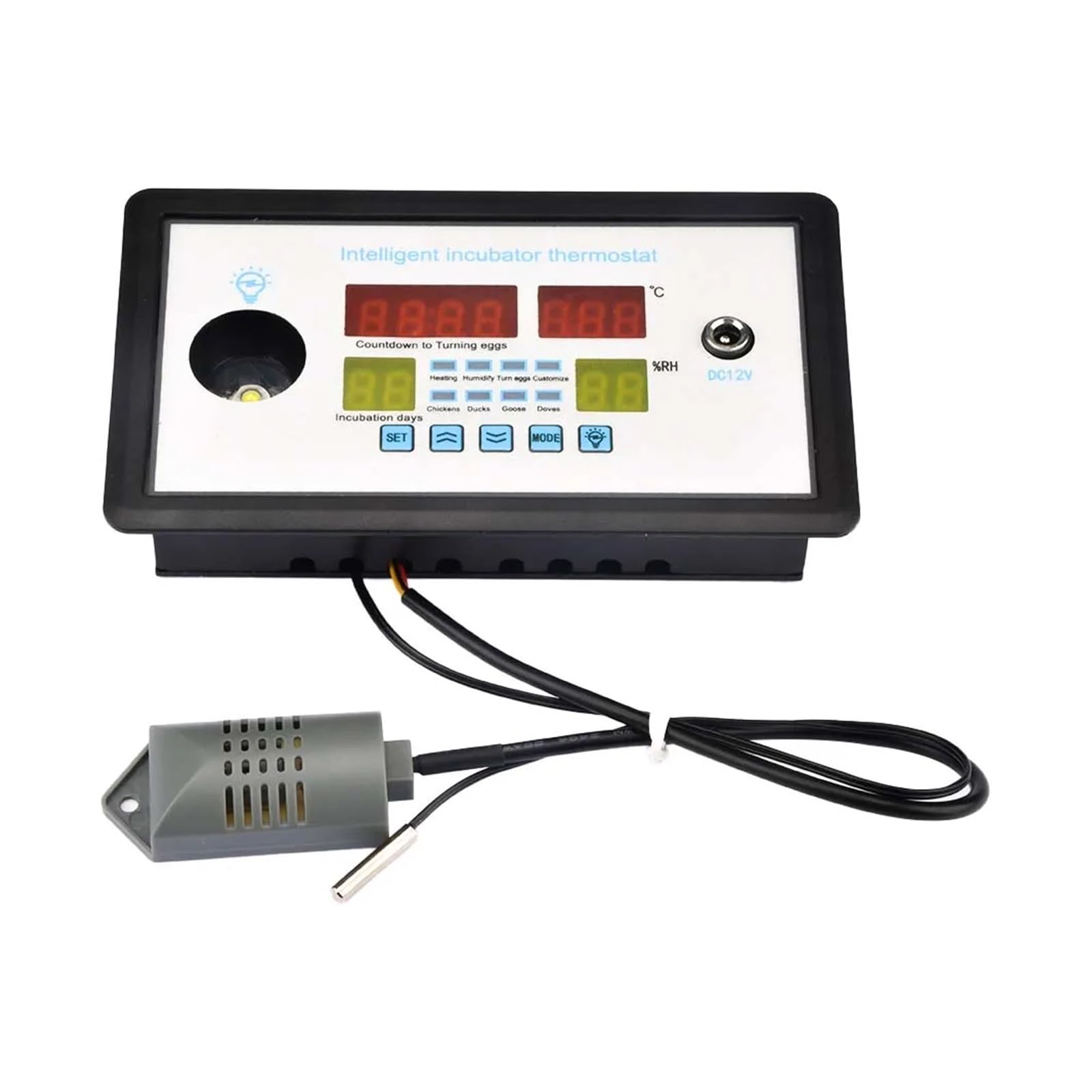 Kontroler Temperatury, W9005 Inkubator z kontrolerem jaj, wielofunkcyjna automatyczna kontrola temperatury i wilgotności AC110-220V / DC 12V termostat do inkubacji(AC 110-220)