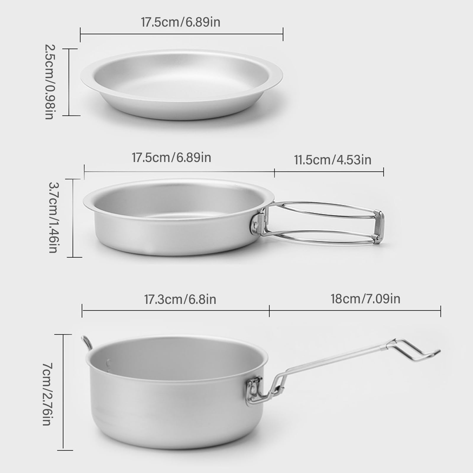 Ollas de cocina de camping con mango plegable, ollas de cocina al aire libre, utensilios de cocina para camping, utensilios de cocina fáciles de limpiar, vajilla con mango plegable