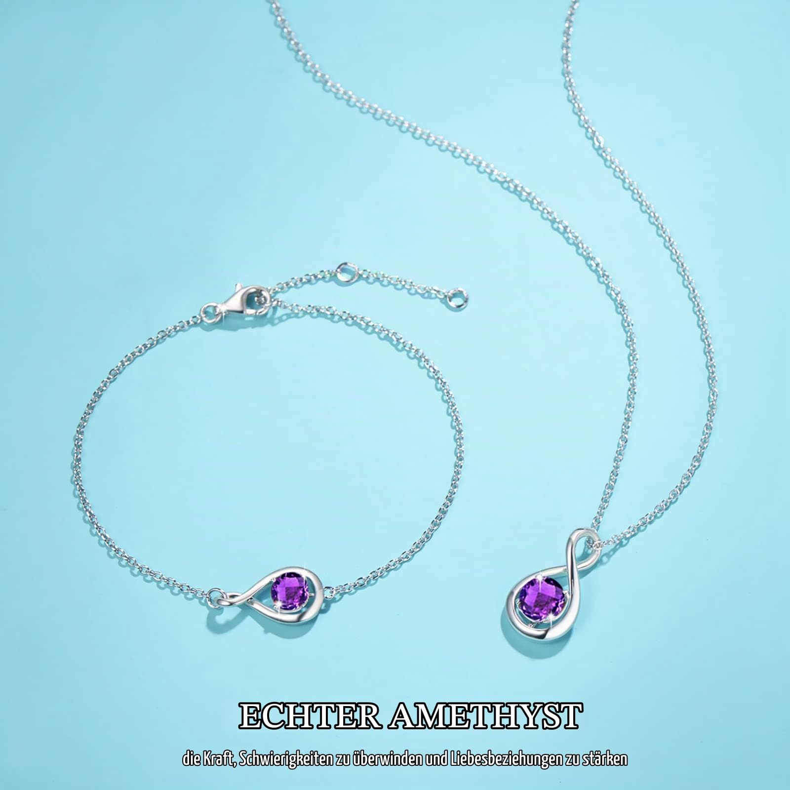 FANCIME Infinity Anhänger Halskette für Damen mit künstlicher Geburtsstein | Unendlichkeit 925 Sterling Silber Kette vergoldet imitierter Edelstein Schmuck Weihnachten Geburtstag Geschenke für Mama Frau