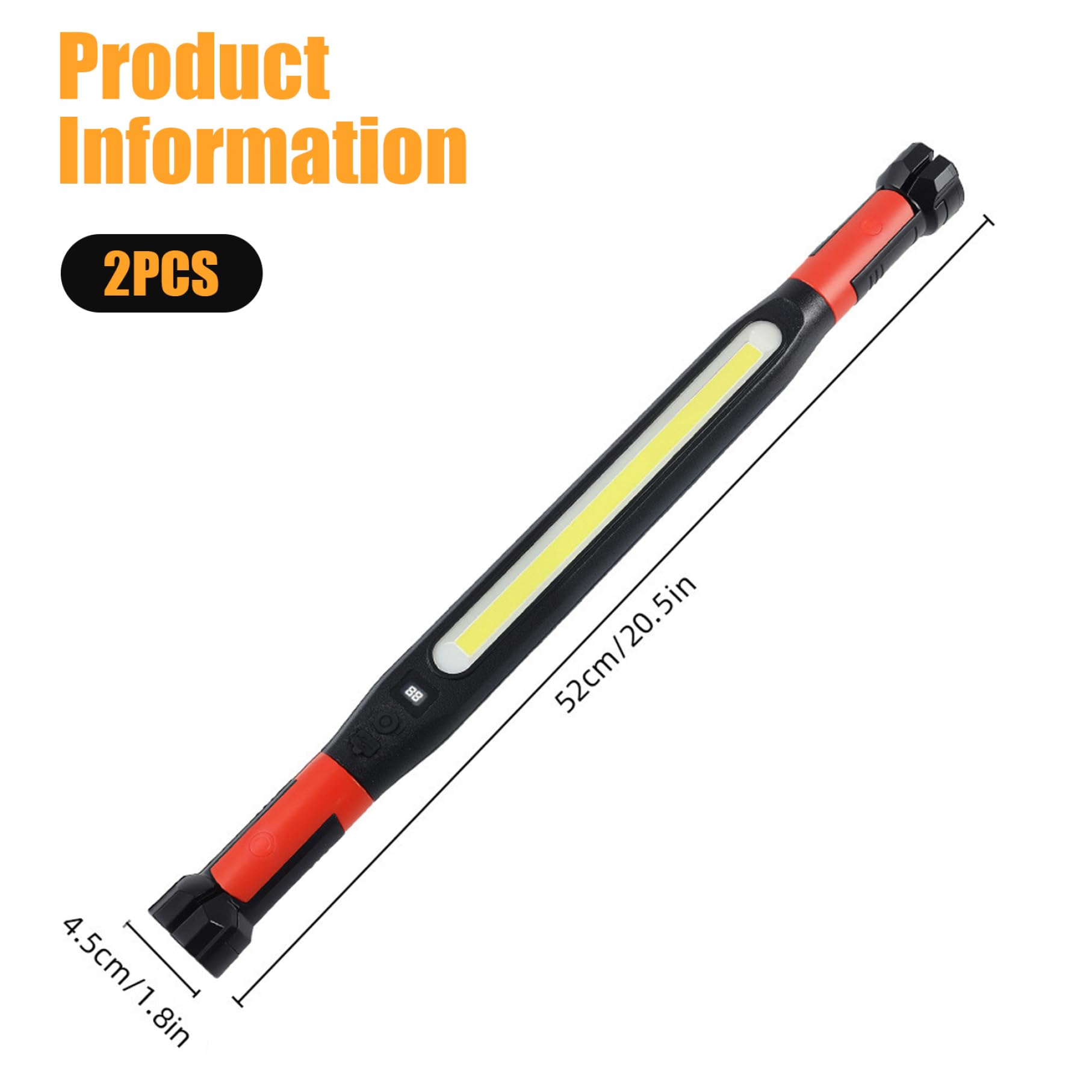Luz de trabajo recargable magnética, barra de luz de trabajo debajo del capó con 3 modos de iluminación para mecánico/reparación de automóviles/garaje, 2 uds.
