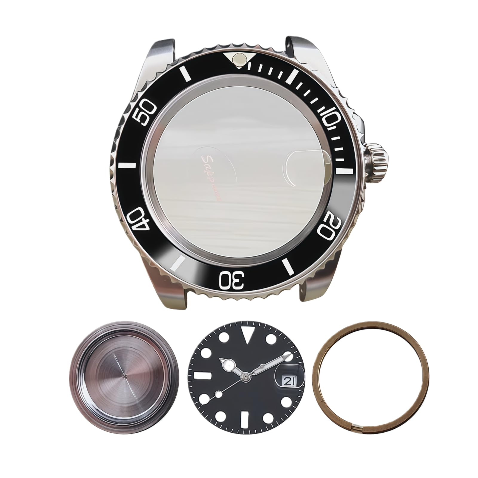 Klassisches Taucherstil Uhrengehäuse 40mm Massiver Boden Saphirglas Drehbare Lünette DG2813 8215 Werk für Rolex Submariner