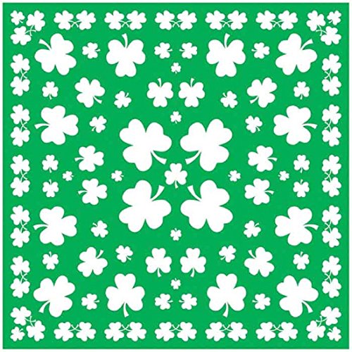 Beistle Shamrock Bandana, 22 by 22-Inch, Green/White, One-Size