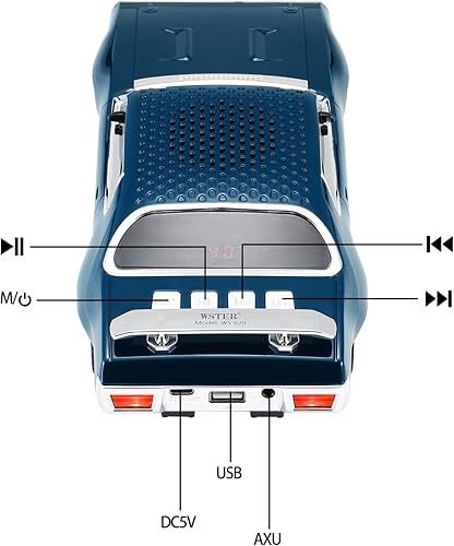 Miniatura 8 de WS-620 Classic Muscle Car Bluetooth Replica Altavoz - Inalámbrico portátil con sonido HD, emparejamiento estéreo TWS, luz de fiesta LED, soporte