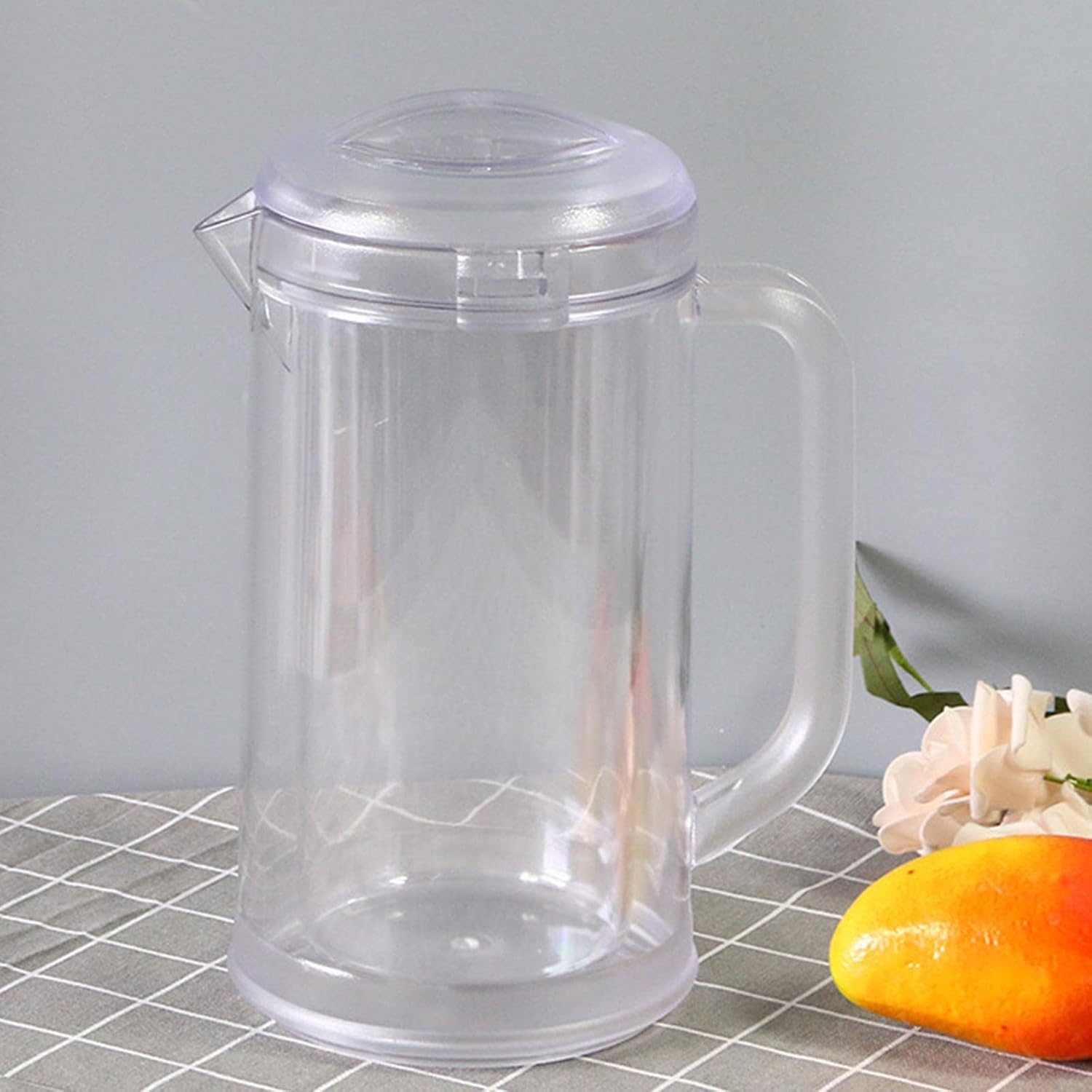 Water Jug Fridge Jug Pitcher Easy to Fill Wide Mouth Double Wall Large Teapot Iced Tea Pitcher for Outdoor Home Iced Tea Beverage, Clear