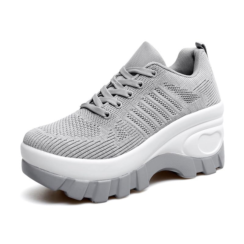 Image of Women's Breathable Platform Walking Shoes Comfort Platform Sneakers