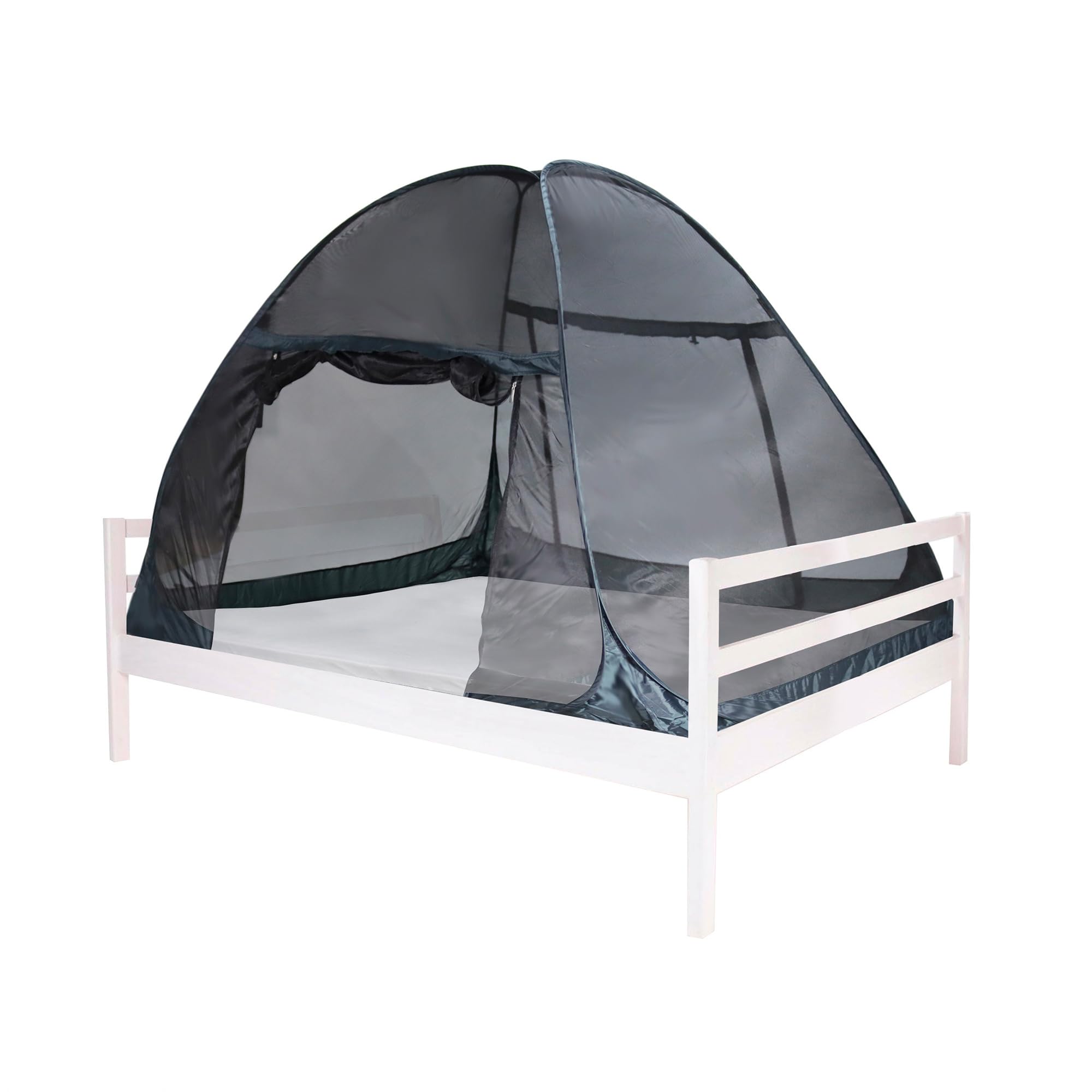 Deryan Moskitonetz Bett für 2 Personen - Faltbares Bett-Moskitonetz, Tragbares Reise-Moskitonetzzelt, Einzeltür-Moskito-Campingvorhang, 200×180 cm - Schwarz