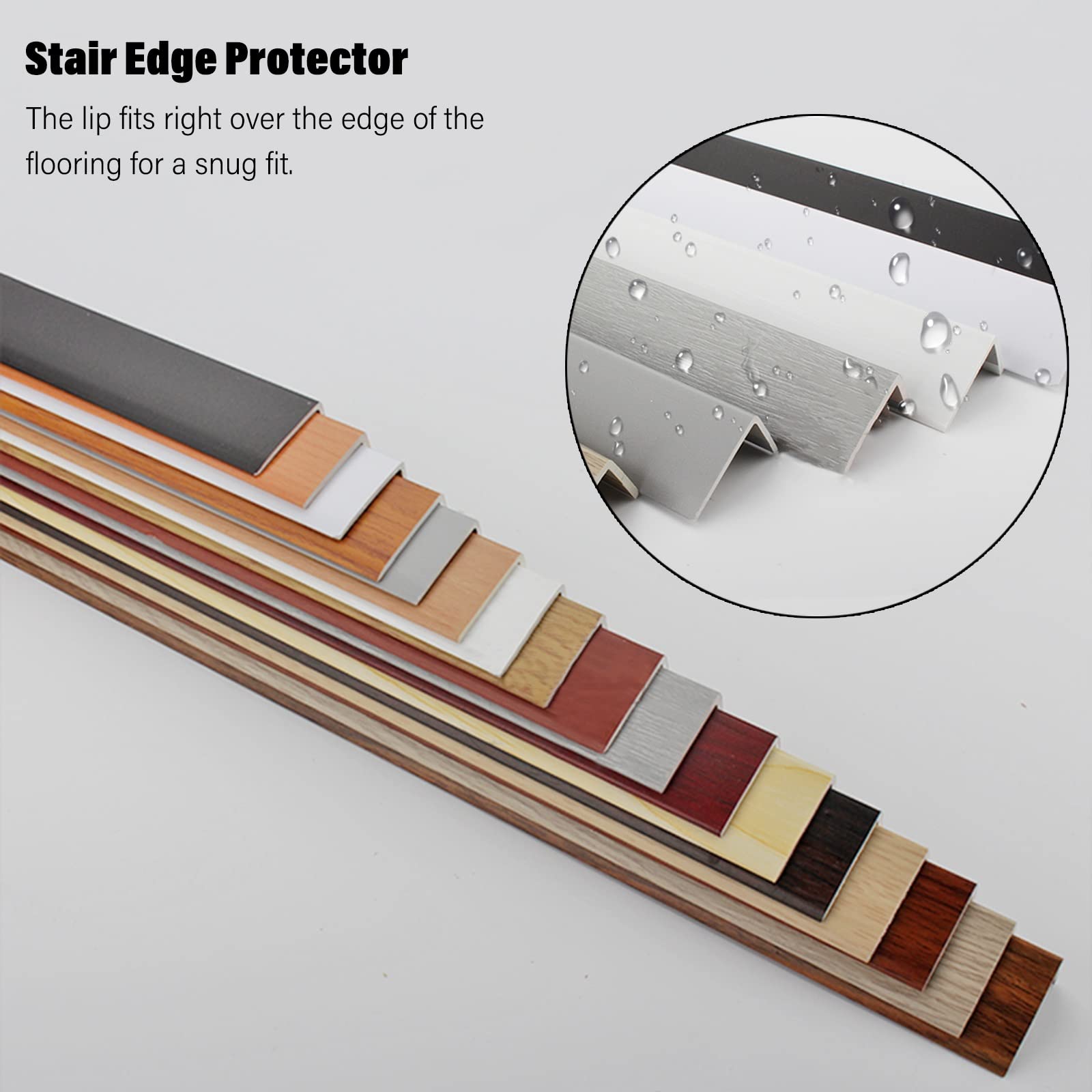 Perfil para escaleras, Protectores de Borde de Escalera de 2 Piezas para escaleras de Madera, Perfil de Borde de PVC con Adhesivo para baldosas de Suelo de Vinilo, reductores de Goteo para e