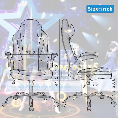 Miniatura 2 de Silla de oficina para videojuegos, silla de escritorio ergonómica con respaldo alto, silla de computadora con soporte lumbar, reposabrazos