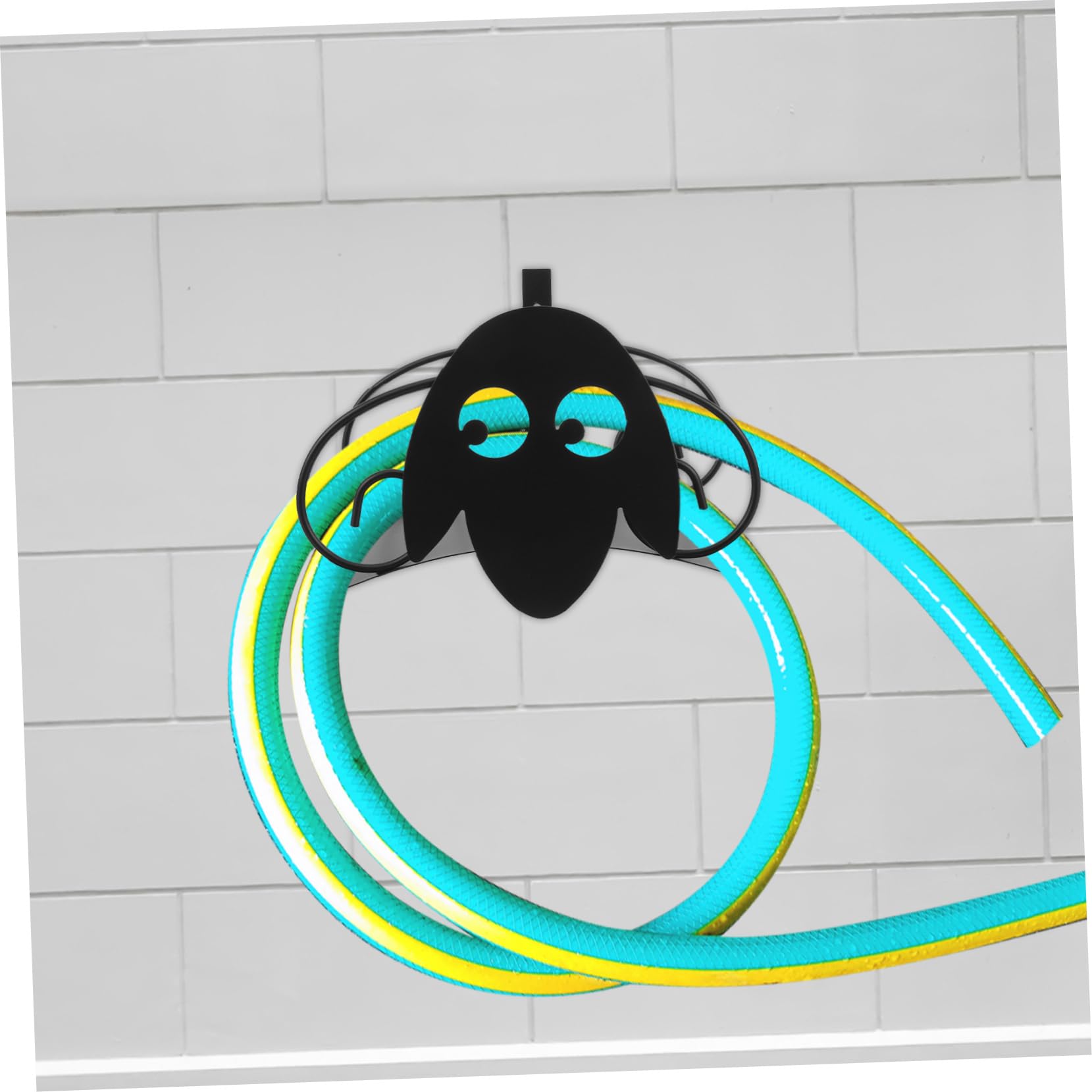 Support Mural pour Tuyau D’arrosage en Fer Noir, Design Simple