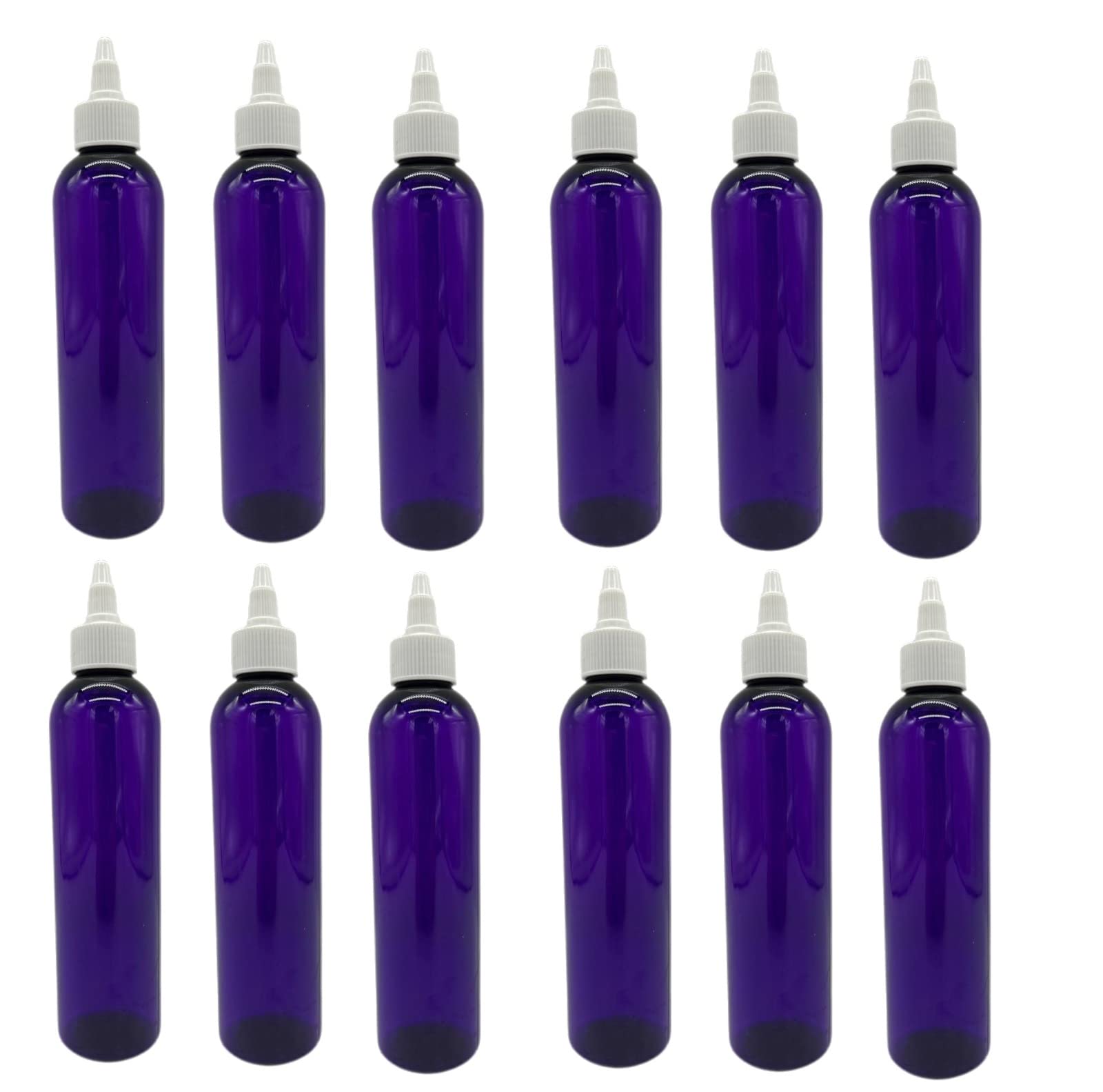 Natural Farms8 oz Purple Cosmo Plastic Bottles -12 Pack Empty Bottle Refillable - BPA Free - Essential Oils - Aromatherapy | White Twist Top Caps - Made in the USA