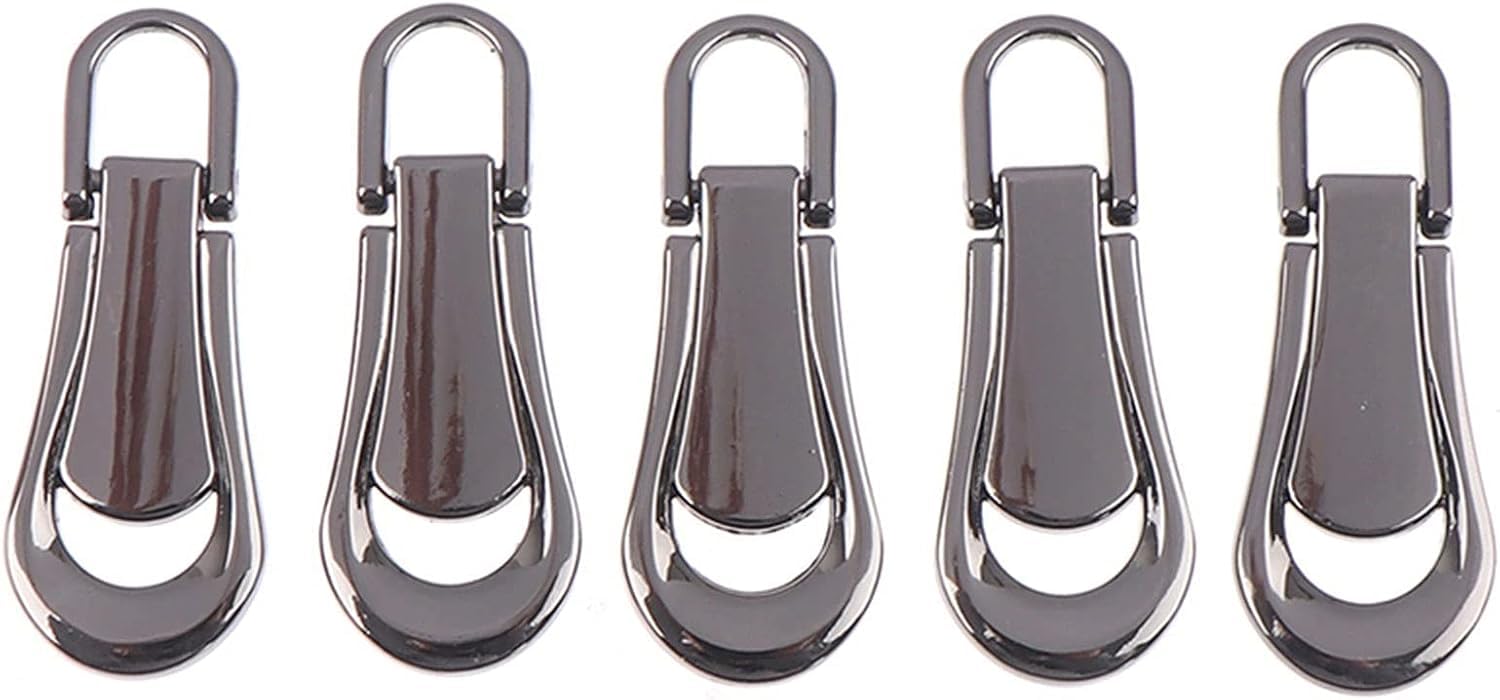 Zipper Pull, 3# 5# 5PCS Metal Zipper Head Detachable Repair Kits DIY Craft Quilting Clothing Supplies(BK5)