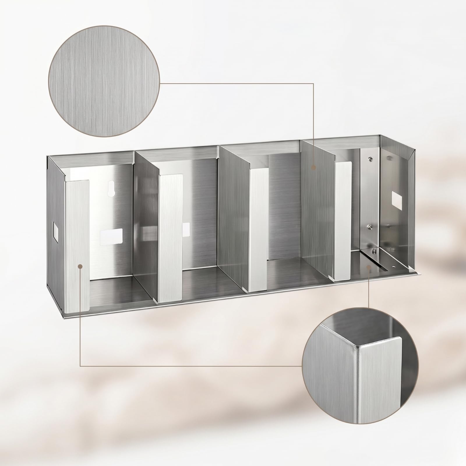 Qianly Porta Coperchi in Acciaio Inox Regolabile Porta Coperchi con Scomparto Salvaspazio Portacoperchi per Operatori di Bar, Ristoratori, Bar, Credenza, 4 Scomparti 50cm