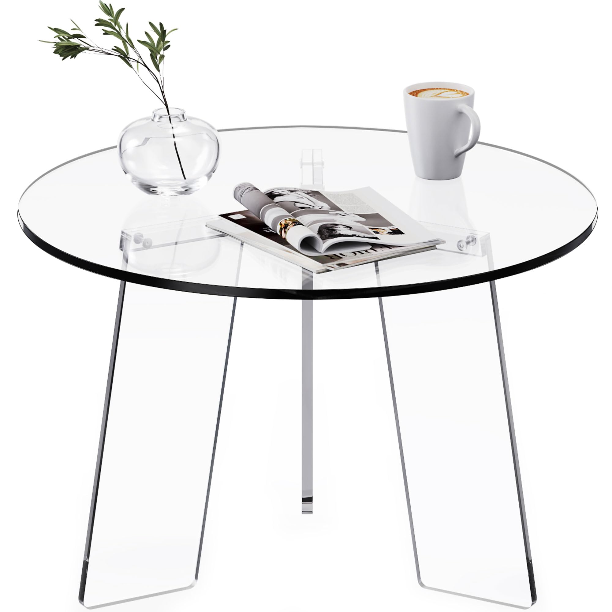 Rund Acryl-Couchtisch, klarer Kreis, Moderner Lucite Beistelltisch für Wohnzimmer, Schlafzimmer, Büro (transparent, 60×60×40 cm)