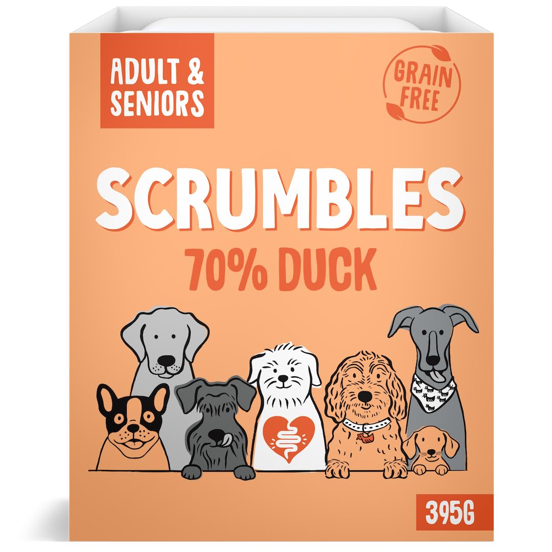 Scrumbles Natural Wet Dog Food, Grain Free Recipe with 70% Duck and Slippery Elm, 7x 395g