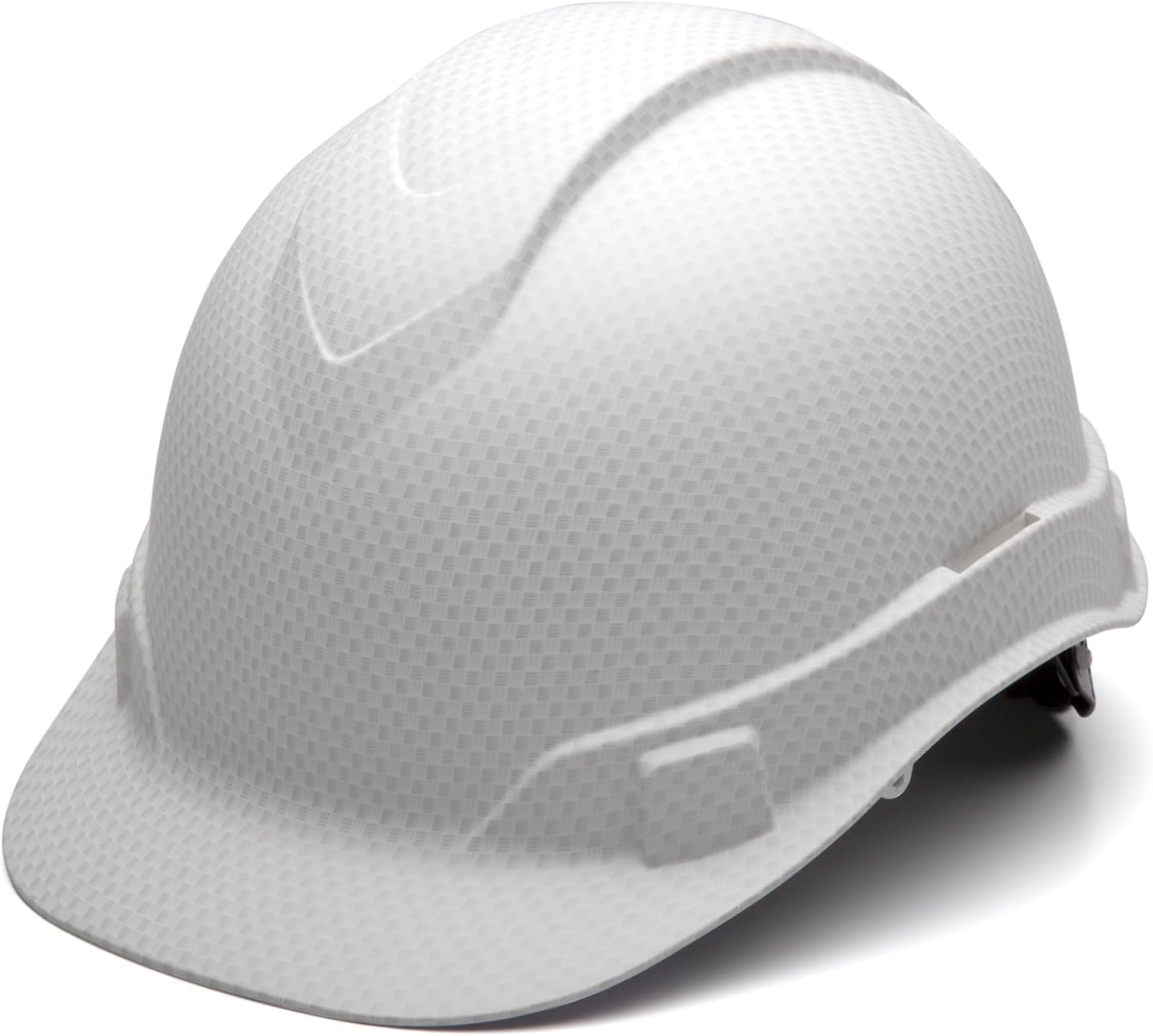 Pyramex Ridgeline Cap Style Hard Hat, 4-Point Ratchet Suspension, Matte White Graphite Pattern