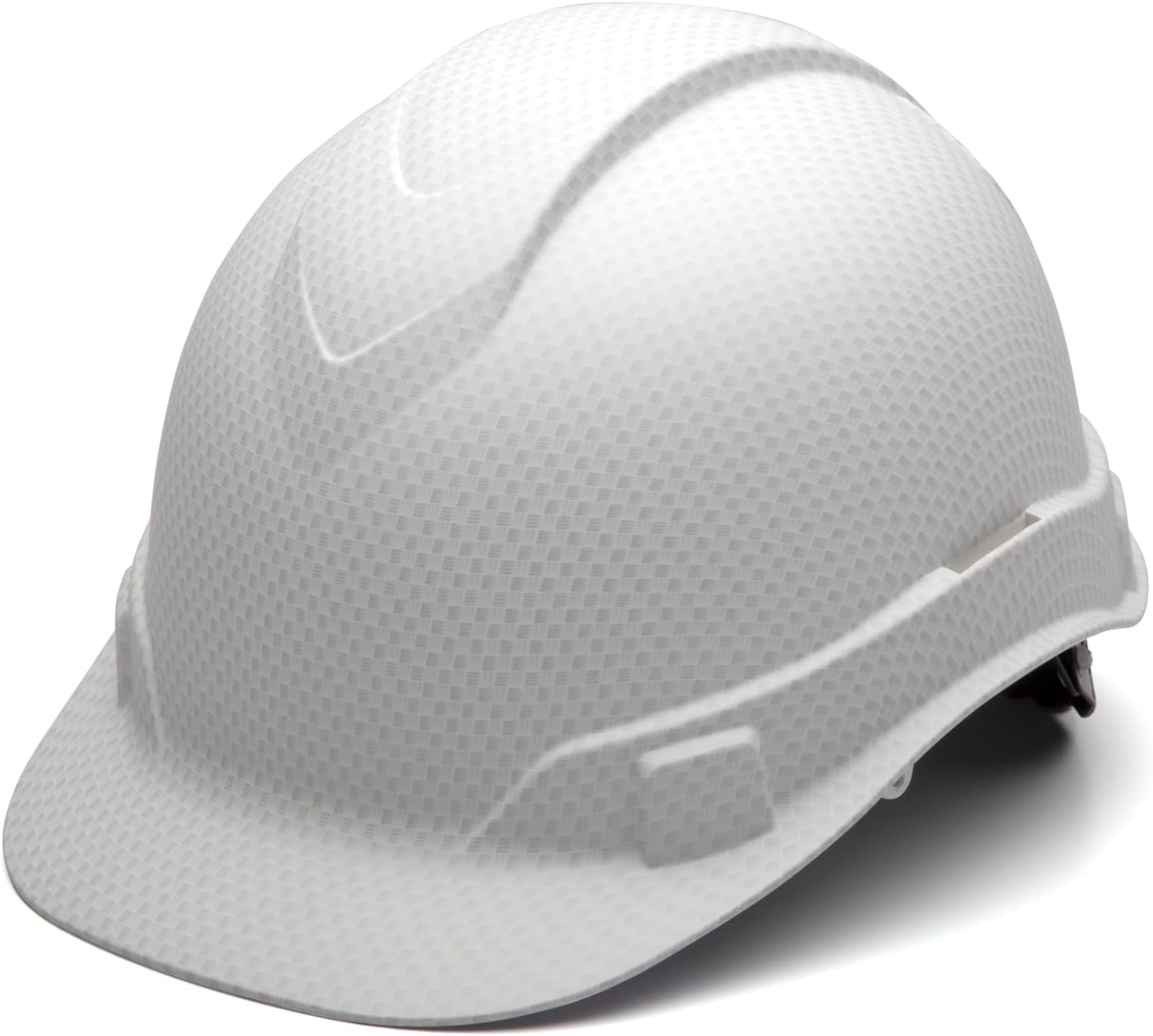 Ridgeline Cap Style Hard Hat, 4-Point Ratchet Suspension, Matte White Graphite Pattern