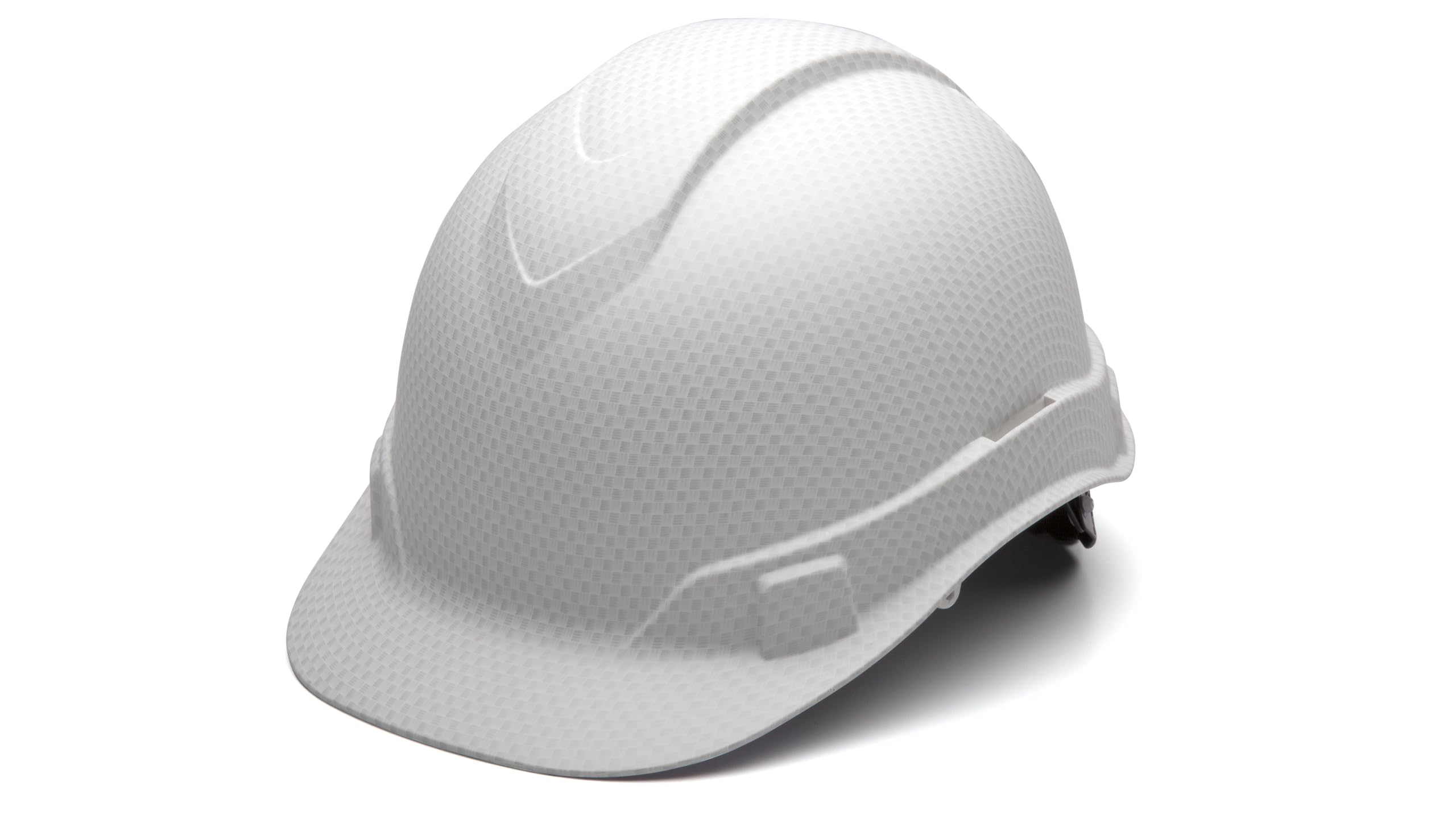 Pyramex Ridgeline Cap Style Hard Hat, 4-Point Ratchet Suspension, Matte White Graphite Pattern