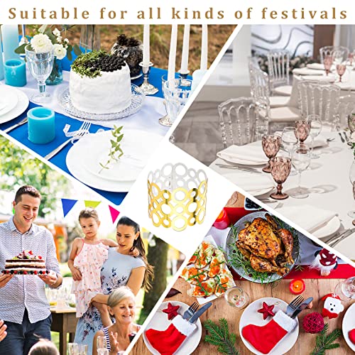 100 Pcs Disposable Napkin Rings Set Bulk, Gold Silver Rhinestone And Paper Diy Napkin Rings For Christmas, Thanksgiving, Wedding Receptions, Holiday Parties, Family Gatherings (Round) #TOP6