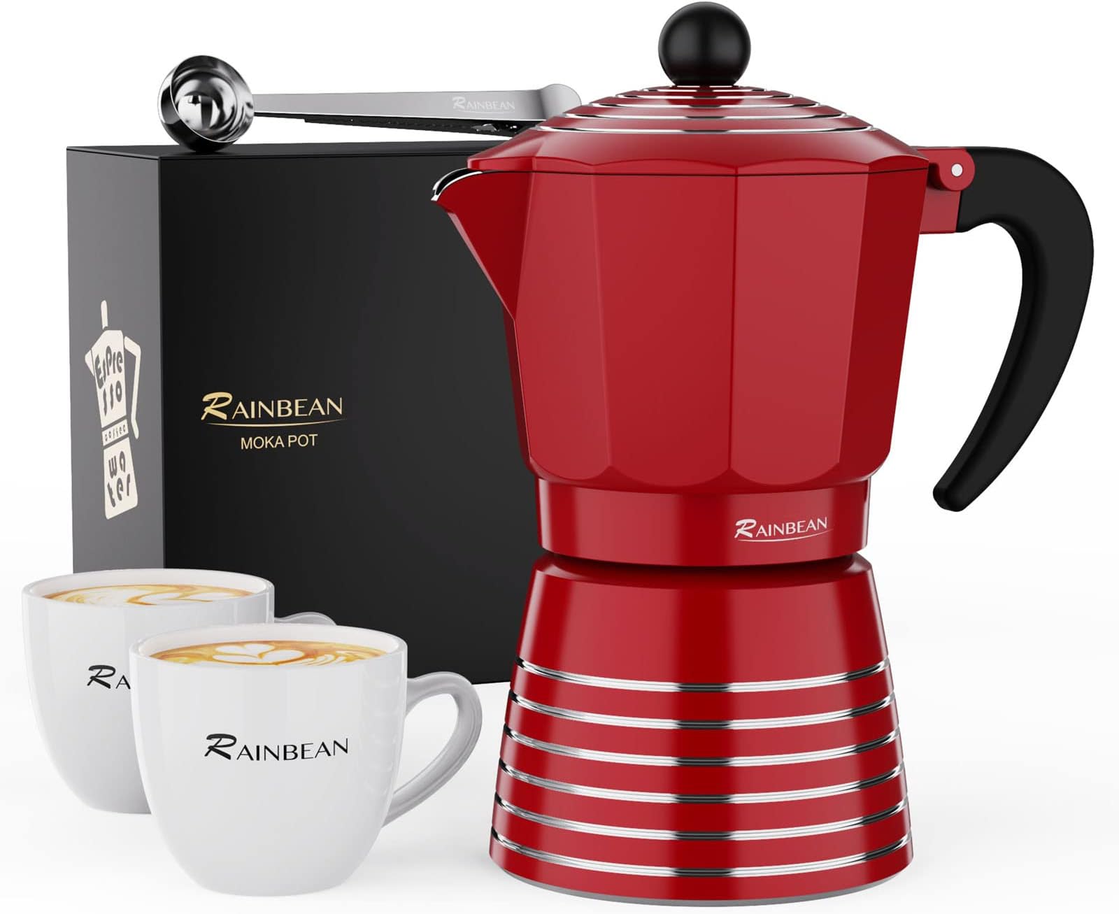 Coffee Gator Moka Pot 350ml, 6 Cup, Aluminium Espresso Maker Hob & Stove Top Perculator w/ 2