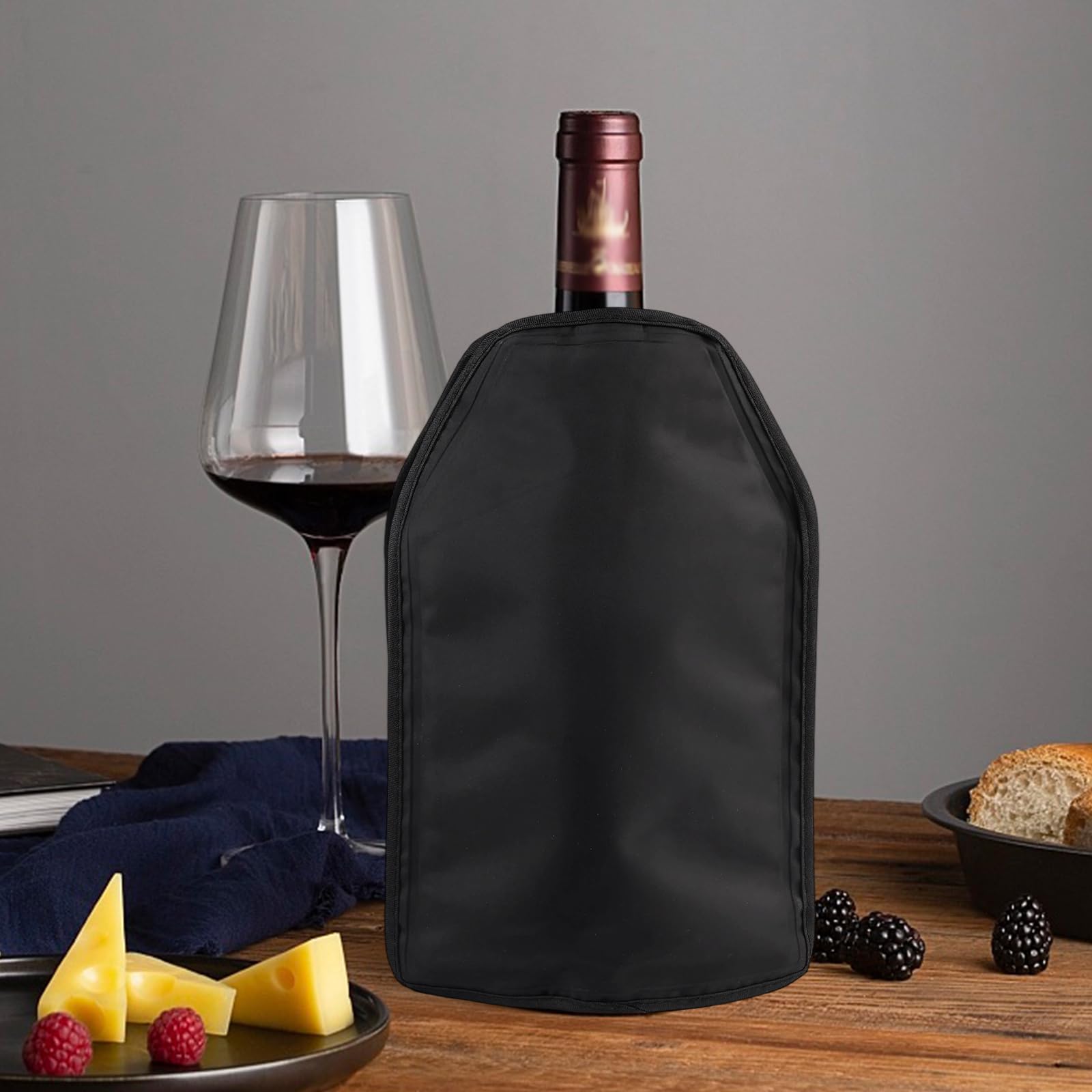 2 Piezas Funda Enfriadora de Botella de Vino, Enfriador de Botellas De Vino Reutilizable con Gel, Funda Enfriadora con Gel Refrigerante Interior, para Vinos, Bebidas (Rojo + Negro)