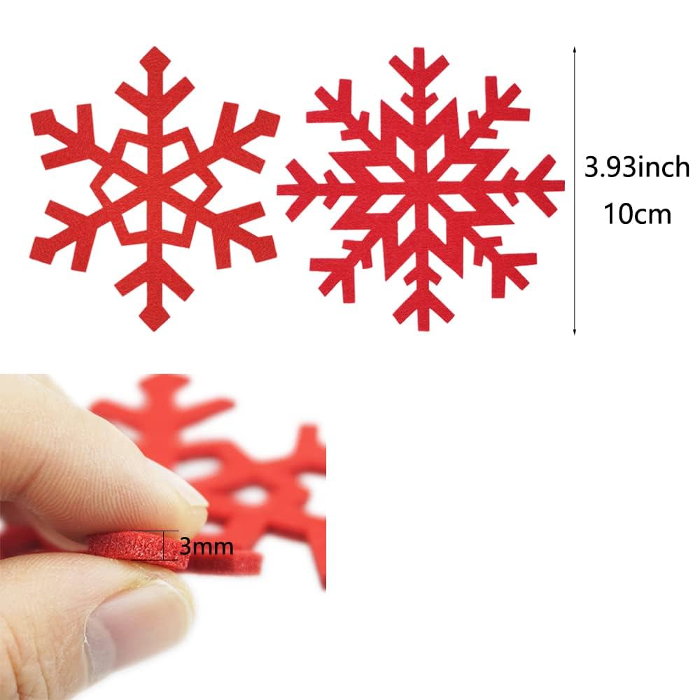 Amazon｜SaktopDeco 赤い雪の結晶フェルトコースターセット 10枚