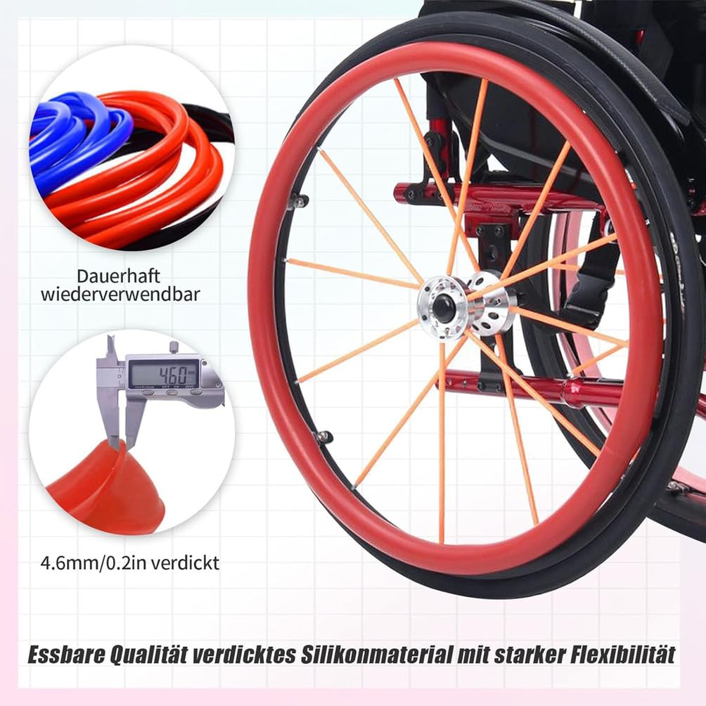 1 par de Fundas para Aros de Silla de Ruedas Cubiertas Antideslizantes de Silicona para Aros de Empuje de Silla de Ruedas de 20/22/24 Pulgadas Resistente al Desgaste,006,24in