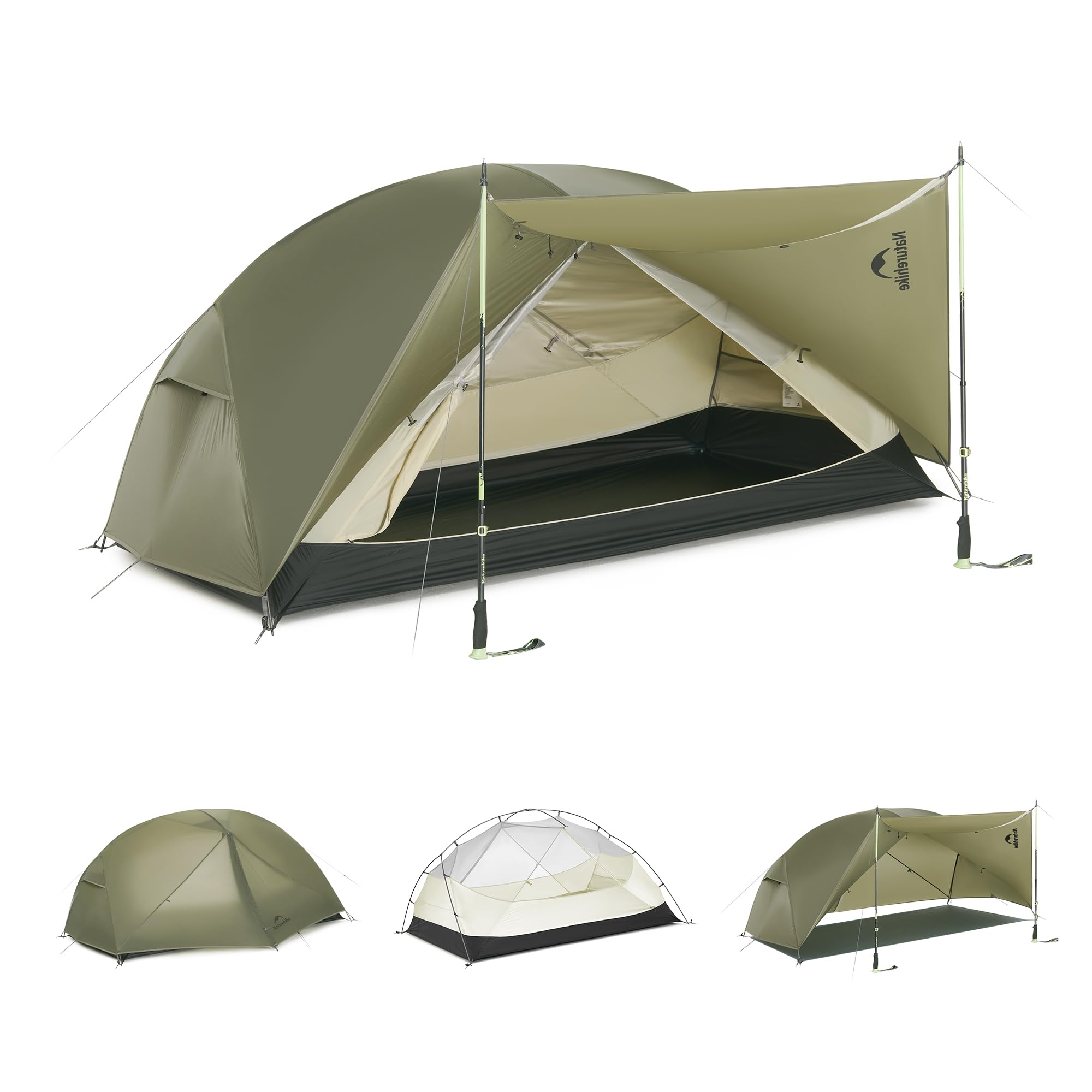Naturehike Mongar Tent Camping Tent 2 Man Tent Waterproof Ultralight Trekking Tent Hiking Tent Double Layer for Hiking Climbing Outdoor Activities (20D Nylon/Olive Green) — image 1