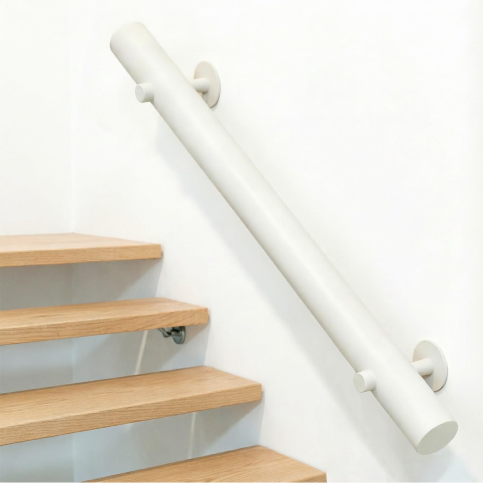 DMCHENGMA Solid Wood Stair Railings - 1m 2m 300cm 3.5m 4.5m Outdoor Grab Rails White Round Porch Deck Stairs Banister(8.2ft/250cm)