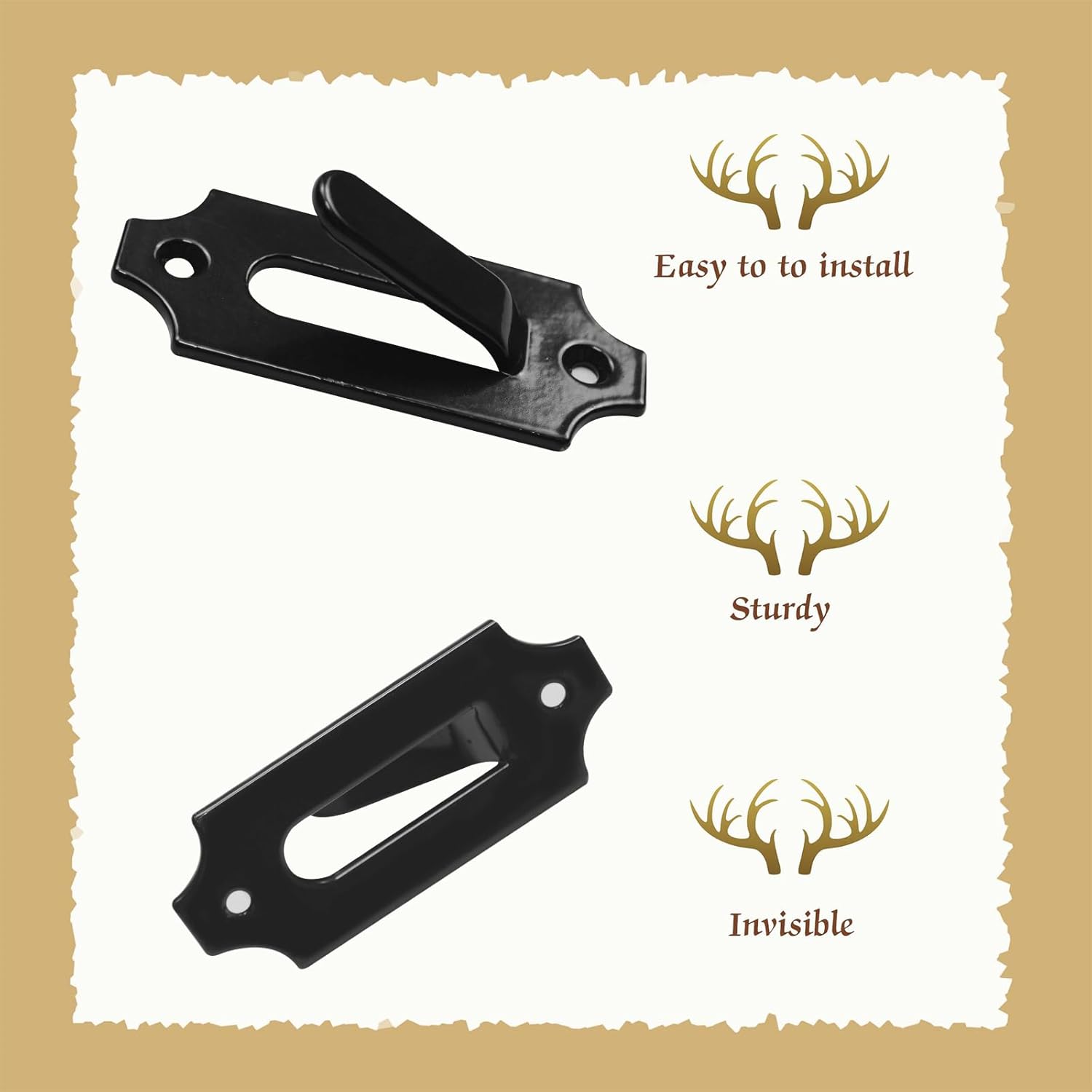 1Pcs European Mount Skull Hangers with Silicone Protector Deer Skull Mount Hanger for Indoor Outdoor, Hanging Antelope, Cattle, Coyote and Small Hunting Animals(Black)