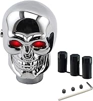 Vista 8 de ASUBHA Pomo de palanca de cambios de calavera, cabeza de palanca de cambios personalizada con decoración LED ajustable de doble ojal, cabeza