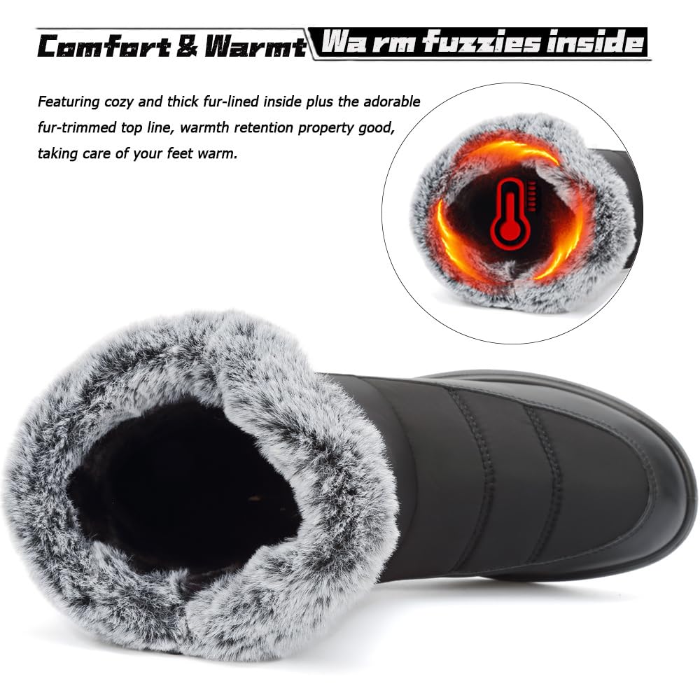 VTASQ Inverno Donna Stivali da Neve Impermeabili Uomo Stivaletti Caldi Foderati Invernali Antiscivolo All'aperto Casual Camminate Stivaletti