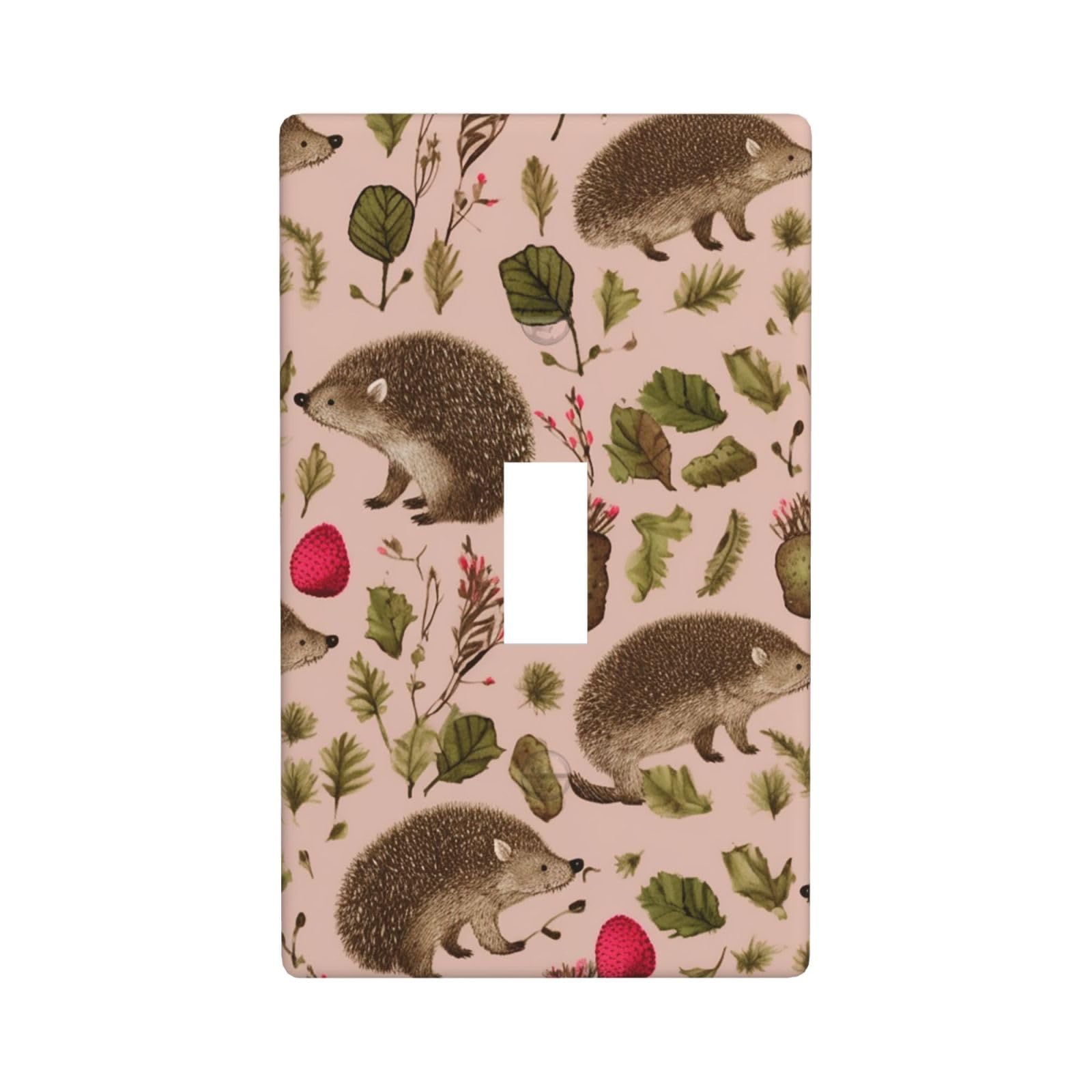 Decorator Wall Plate Cover Single Toggle Light Switch Cover Hedgehog print Wallplates Blank Electrical Rocker Switch Plate Covers for Electrical Outlets Decorative 1 Gang 4.5" x 2.76"