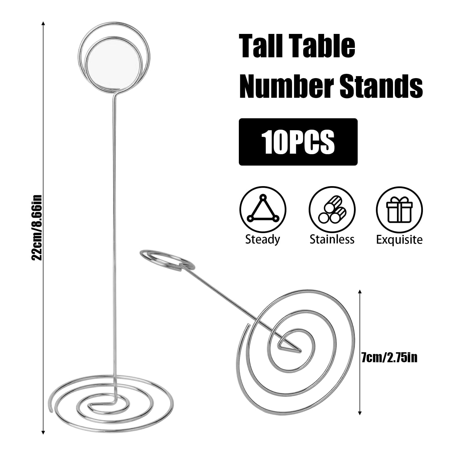 WEXFFU 10PCS Table Number Holders, Table Name Holders, 22cm/8.66inch Table Number Stands - Image 2