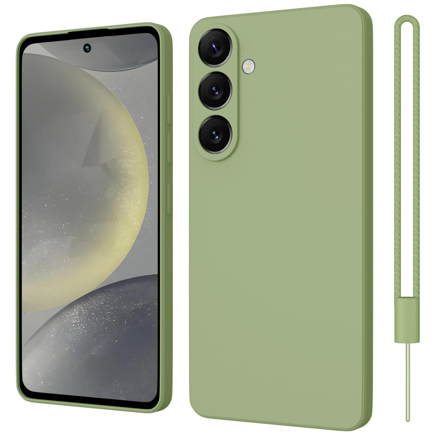 ORDA für Samsung Galaxy S24 Hülle Silikon Case, Handyhülle für Samsung S24 5G Dünn Straight Edge, Kameraschutz und Bildschirmschutz, Kratzfeste Hülle für Samsung Galaxy S24 Cover Matcha-Grün
