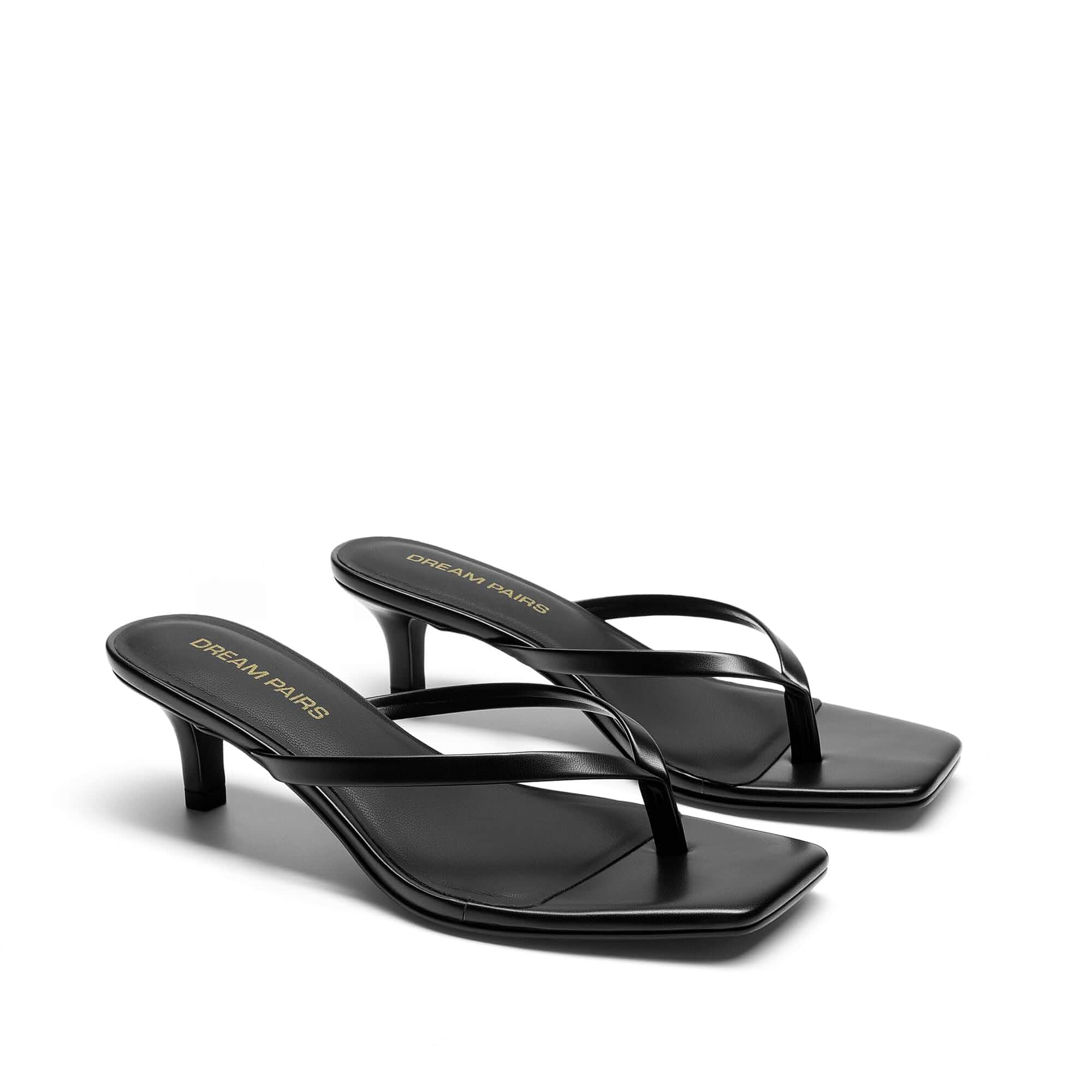 DREAM PAIRS Women's Flip Flop Kitten Heel Sandal low flip flop heels,square toe minimalist thong design,1.97 inch slip on casual summer mules,for summmer vacation