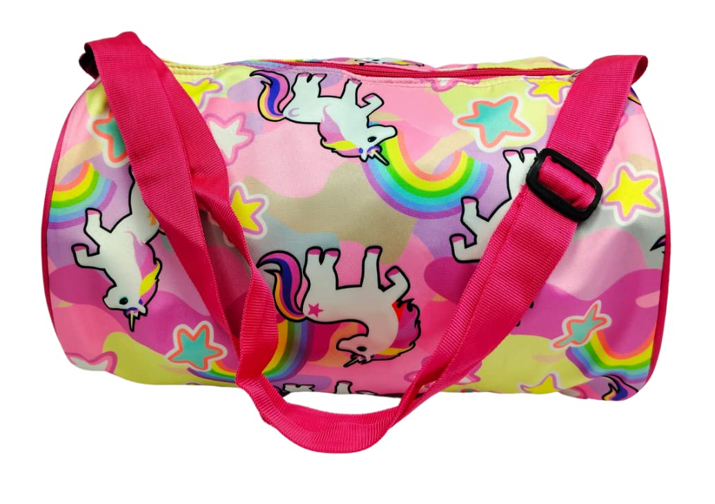 annacreations Synthetic Fancy Cute Unicorn Duffle Bag Travel Gym Sports Gymnastics Dance Classes For Girls Pack Of 1 Pc (Style-2), 20 CM Pink-picture-33
