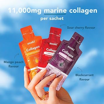 Zooki Marine Collagen 11,000mg Liquid Sachets, Mango Peach, 30 Servings