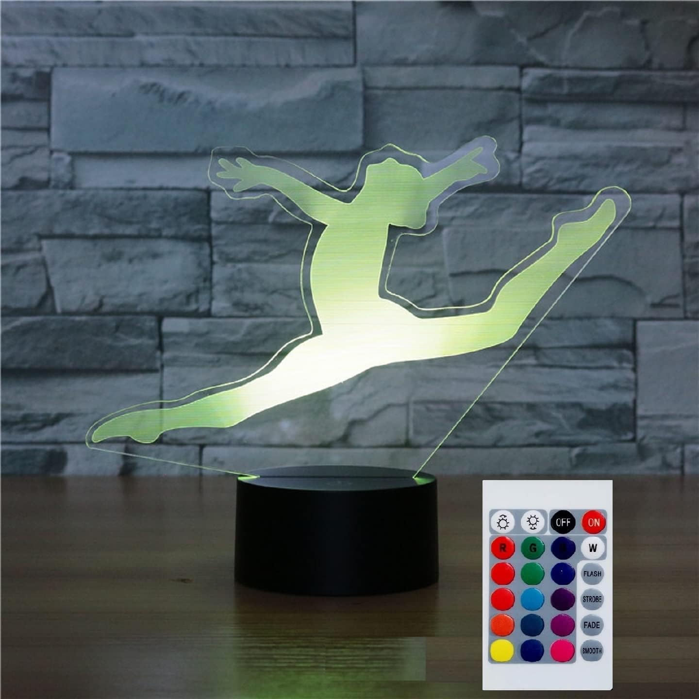Gymnastics Girls 3D Night Light Children's Bedside Lamp 16 Colours Change with Remote Control for Children