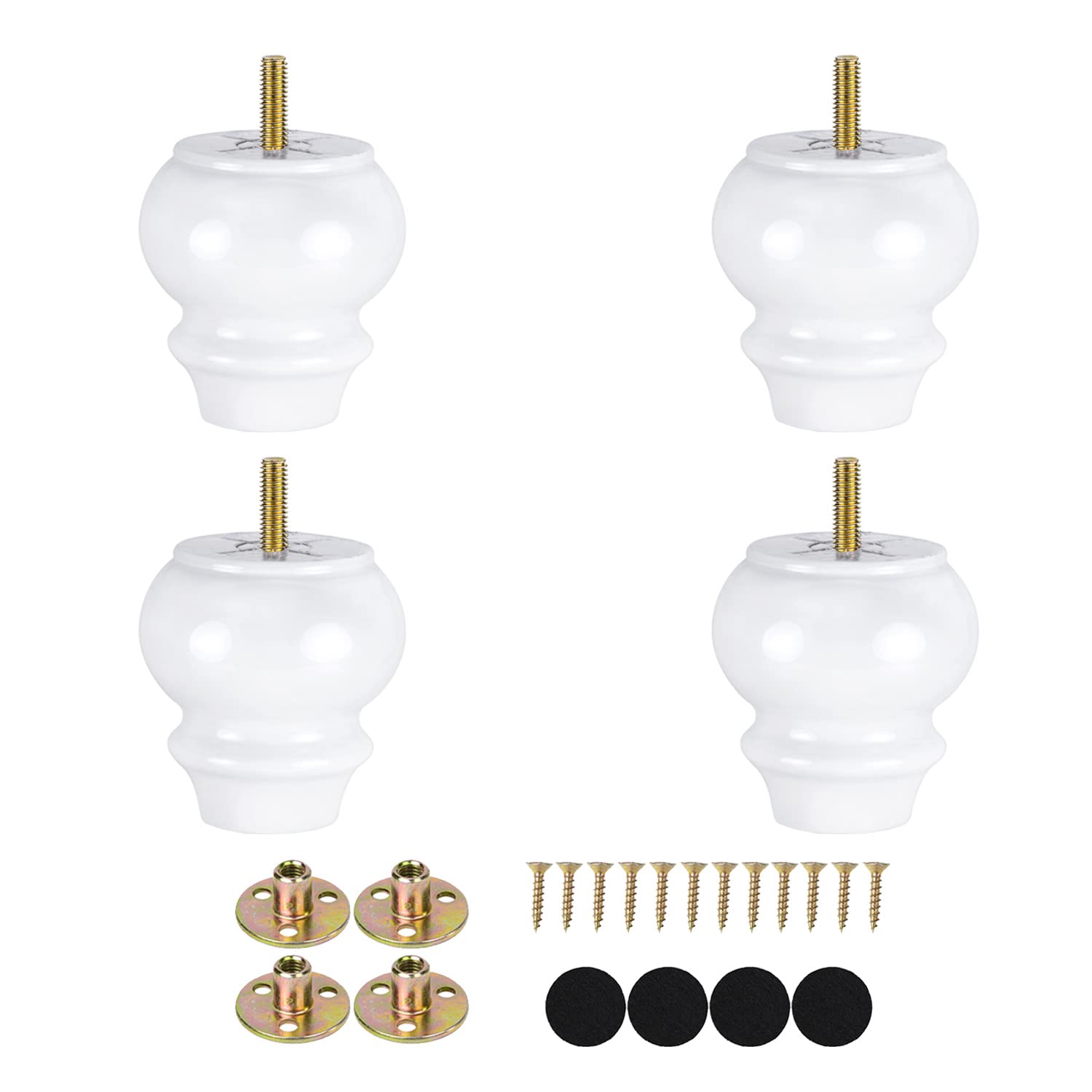 3 Inch White Wood Furniture Feet Set Of 4 DIY Ottoman