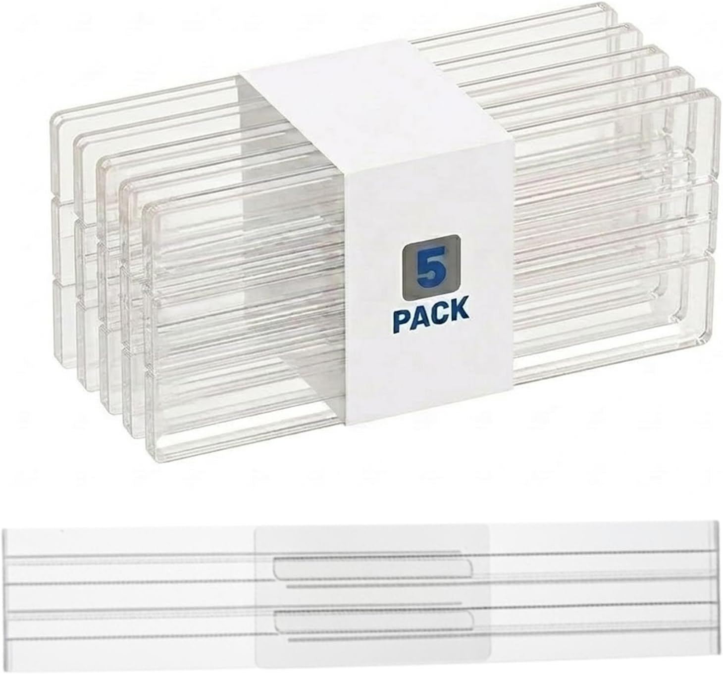 Adjustable Drawer Dividers 5 Pack, 3.15" Deep Expanding Shallow Drawer Organizer with Non-Slip Adhesive Pads, Smoke Tinted Plastic Separators for Dresser Socks Underwear Makeup Kitchen